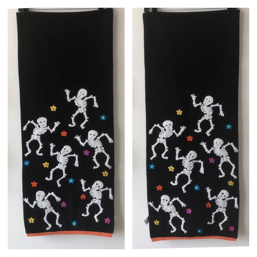 Novogratz Dancing Skeleton Embroidered Table Runner Dia de los Muertos 68”L - Picture 3 of 11
